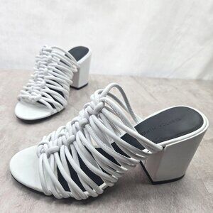 Rebecca Minkoff Block Heel Mule Sandal 7 White Dressy Strappy Open Toe Mule Shoe